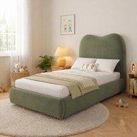STILVORA 3ft Single Upholstered Bed with Storage & Velvet in Green
