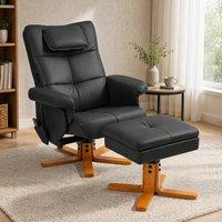 STILVORA Massage Recliner with Storage Ottoman & USB-C in Black