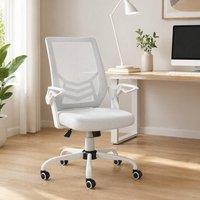 STILVORA White Chair with Flip-Up Armrests & Tilt Function