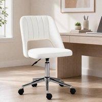 STILVORA Office Chair with Swivel Seat & High Back in Cream & White