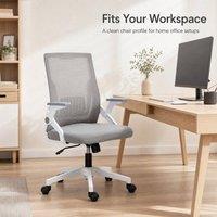 STILVORA Office Chair with Lumbar Support & Flip-up Armrests in Grey
