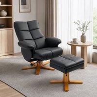 STILVORA Recliner Chair with Ottoman Storage Footstool in Black
