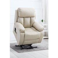 More4Homes Chester Dual Motor Rise Recliner Heat & Massage Bonded Leather Chair in Cream