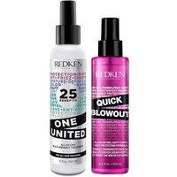 Redken One United Multi-Benefit Treatment 150ml & Quick Blowout 125ml Duo in Clear