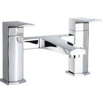 Balterley Square Bath Filler Tap, Dual Lever Mixer Waterfall Spout - Chrome in Silver