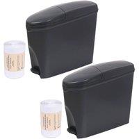 ProKleen Black Pedal Operated Toilet Sanitary Bin 20L Capacity & Bin Liners in Dark Grey | Size: 2 Pack