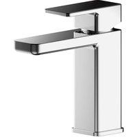 Balterley Square Mini Mono Basin Mixer Tap Push Button Waste Chrome in Silver