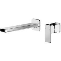 Balterley Square Wall Mount 2 Tap Hole Basin Mixer Tap Chrome in Silver
