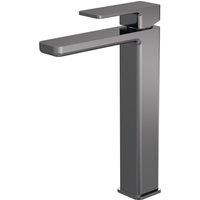 Balterley Square High Rise Mono Basin Mixer Tap Brushed Pewter in Silver