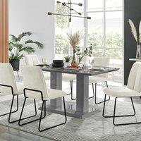 FurnitureboxUK Imperia High Gloss Grey Dining Table & 6 Halleyy Chairs in Cream