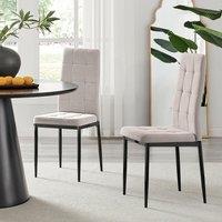 FurnitureboxUK Set 2 Paloma Modern Fabric Dining Chairs On Black Legs in Cream