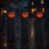 Samuel Alexander 1.2m x 97cm Battery Powered Light up Halloween Pumpkin Fence with LEDs | Size: 1.2m x 97 cm