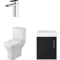 Balterley Wall Hung Vanity, Toilet, Cistern, Seat & Tap - Charcoal Black/Chrome in Grey