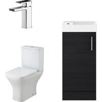 Balterley Cloakroom Floor Standing Vanity Unit, Tap & Toilet - Charcoal Black