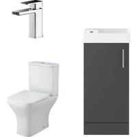 Balterley Cloakroom Floor Standing Vanity, Tap & Toilet - Gloss Grey