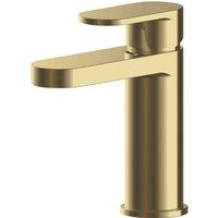 Balterley Current Round Mono Basin Mixer Tap, Push Button Waste - Brushed Bras1s in Gold