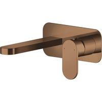 Balterley Current Round Wall Mount 2 Tap Hole Basin Mixer Tap - Brushed Bronze in Brown
