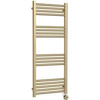 Balterley Round Tube Towel Rail with 17 Bars, 1200mm x 500mm - Brushed Brass in Metallics