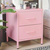 Wyld and Coco Pink Steel Bedside Table with 2 Drawers