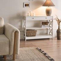 Wyld and Coco Nordic Home White Sideboard 100 x 30 cm - 1 Drawer 2 Shelves