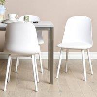 Wyld and Coco Set of 2 White Leatherette Padded Armless Dining Chairs Modern Modern