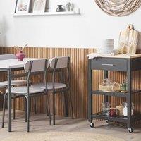 Wyld and Coco Kitchen Trolley Black Rubberwood Top MDF Body 58x40x85 cm | Size: 58 x 40 x 85 cm