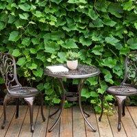 Wyld and Coco Gardenia Vintage Aluminium Round Outdoor Dining Table 68cm Brown