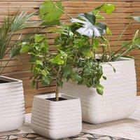 Wyld and Coco Large Polyresin Plant Pot Dirty White UV-Resistant 50 x 49 cm