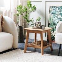 Wyld and Coco Side Table 50 x 50 cm - Light Brown MDF Top Rubberwood Legs