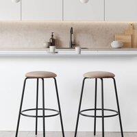 Wyld and Coco Velvet Bar Stools Set of 2 Light Brown with Footrest