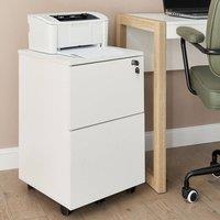Wyld and Coco White Engineered Wood Mobile 2-Drawer Office Cabinet