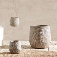 Wyld and Coco Fibre Clay Plant Pot 39cm Beige Taupe Embossed