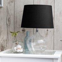 Wyld and Coco Table Lamp - Transparent Glass Base Black Drum Shade