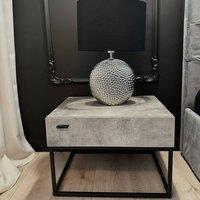 Wyld and Coco Table Lamp - Glossy Silver Ceramic Base Black Fabric Drum Shade