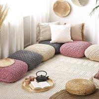Wyld and Coco Pink Floor Cushion Macram Pattern 50 x 50 x 20 cm