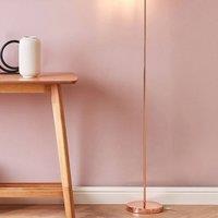 Wyld and Coco Copper-Gloss Industrial Arched Floor Lamp with Exposed Bulb in Copper
