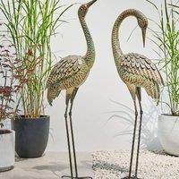 Wyld and Coco 106cm Crane Figurine Brown - Indoor Outdoor Garden Accent