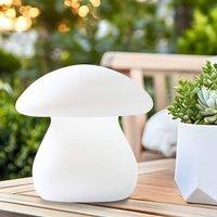 Wyld and Coco Rechargeable LED Mushroom Table Lamp - IP54 Waterproof Remote Control in White