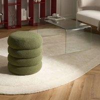 Wyld and Coco Boucl Round Pouffe Green - One Size