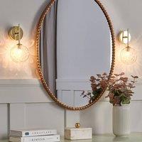 Wyld and Coco Set of 2 Wall Lamps - Beige and Gold Glass Metal Frame Modern Glam