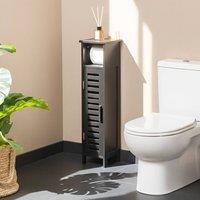 Wyld and Coco Black Bamboo Wall Toilet Paper Door and Shelves Space Saving Modern