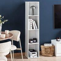 Wyld and Coco White 4-Shelf TV Stand Bookcase Scandinavian Style