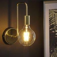 Wyld and Coco Wall Lamp - Gold Metal Sconce with Gloss Finish and Exposed Bulb