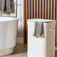 Wyld and Coco Bit Laundry Basket White Bamboo with Removable Zip Lid and Handles