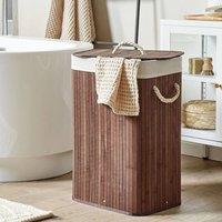 Wyld and Coco Bamboo Laundry Basket with Lid Dark Brown - Rectangular Storage Bin