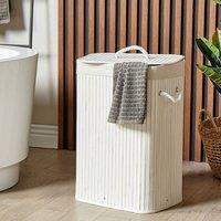 Wyld and Coco Boho Bamboo Storage Basket With Lid White