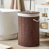 Wyld and Coco Bit Bamboo Laundry Basket Dark Brown with Removable Lid and Handles