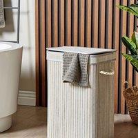 Wyld and Coco Bit Grey Bamboo Laundry Basket with Removable Zip Lid