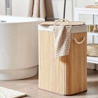 Wyld and Coco Light Brown Bamboo Laundry Bin with Lid and Removable Liner