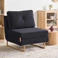 Wyld and Coco One Person Fold Out Sofa Bed Black Fabric 5 Position Reclining